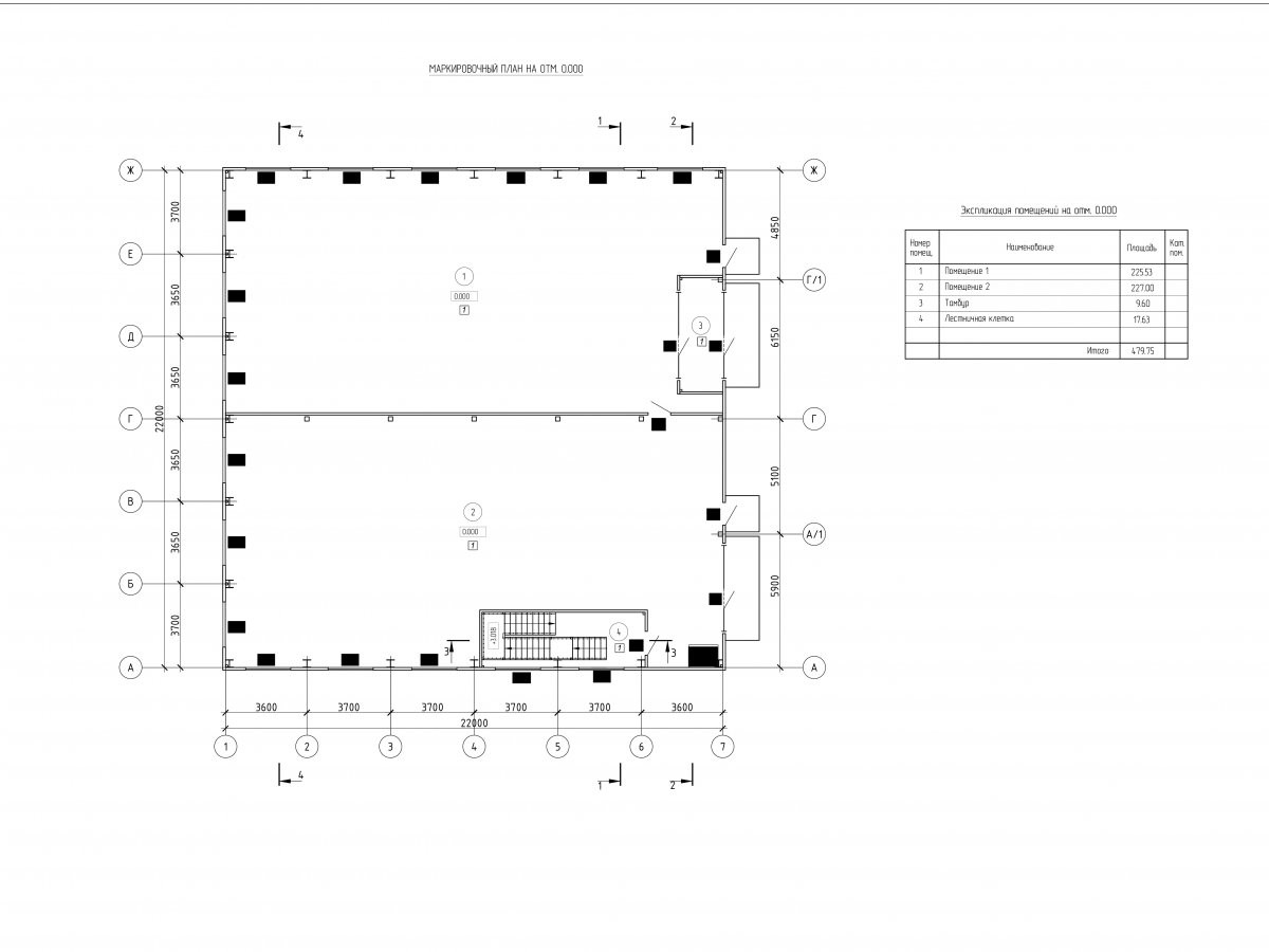 Планировка Здание склада с АБК из сэндвич-панелей -  фото 1
