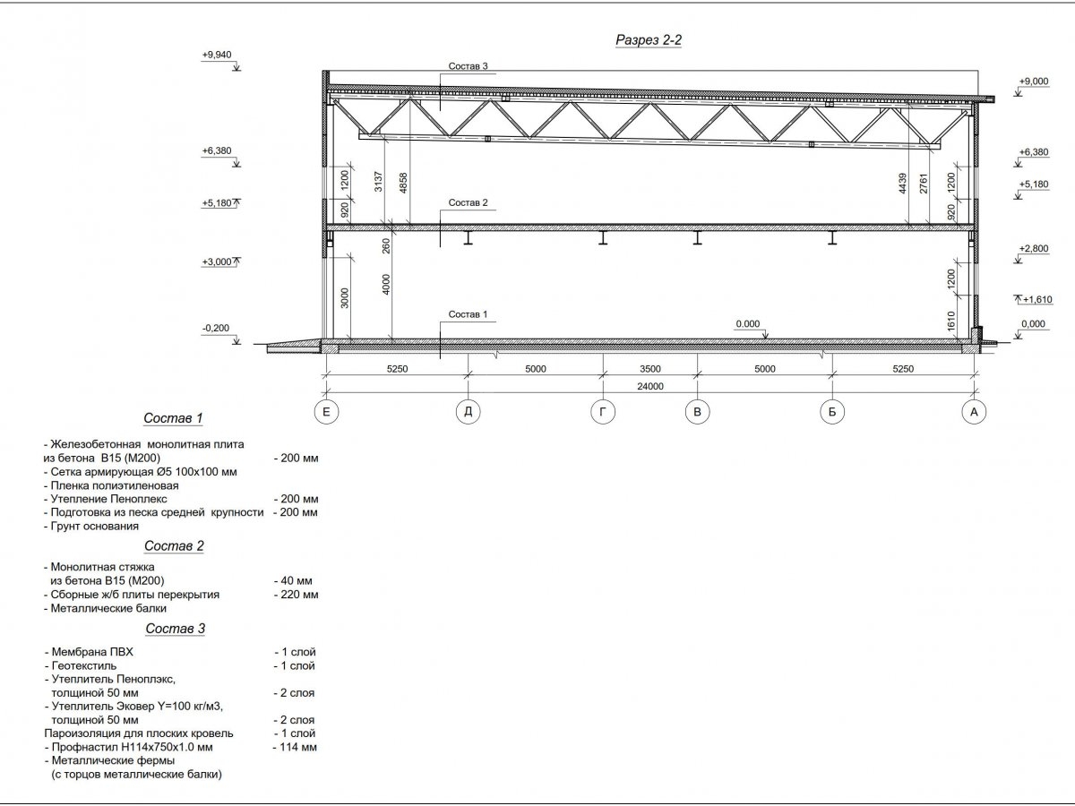 Планировка Склад с АБК из сэндвич панелей -  фото 4