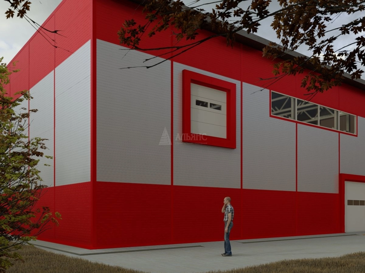 3D визуализация Проект двухэтажного магазина из сэндвич-панелей - фото 2